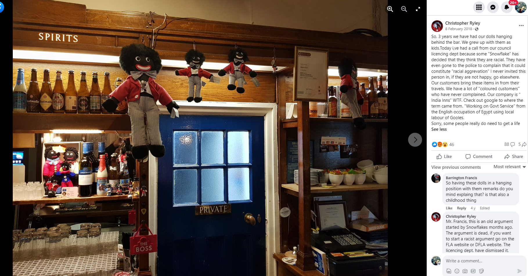 How racist golliwog dolls in pub led to police raid and couple